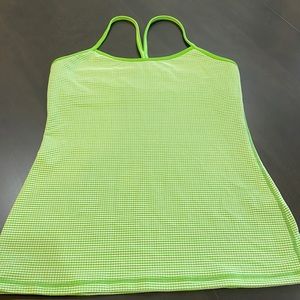 Power Y tank- green and white gingham pattern